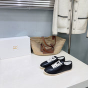 THE ROW 26S LACE-UP SNEAKERS IN BLACK GRAINED CALFSKIN
