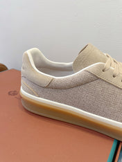 SNEAKERS IN LIGHT BEIGE SUEDE WITH CANVAS