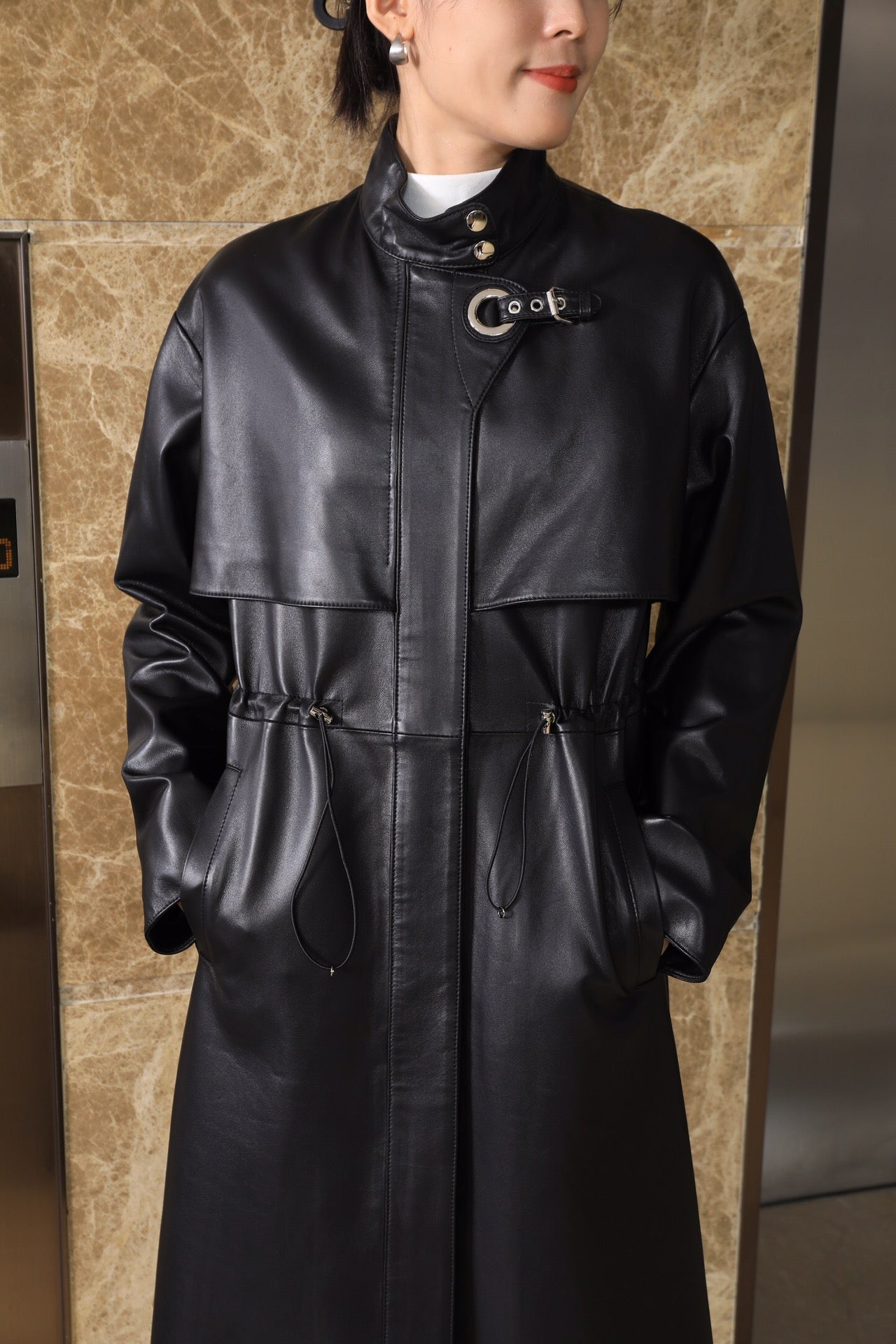 HERMES 25S LONG LEATHER COAT 359