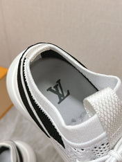 SNEAKERS IN WHITE DAMIER ELASTIC FABRIC