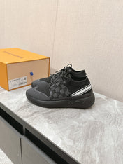SNEAKERS IN BLACK DAMIER ELASTIC FABRIC