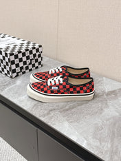 VALENTINO 25S GARAVANI X VANS SNEAKERS IN RED MIX BLACK CANVAS