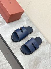 LP 26S CLASSIC H-CUT SLIDES IN NAVY BLUE CALFSKIN