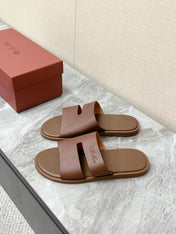 LP 26S CLASSIC H-CUT SLIDES IN BROWN CALFSKIN