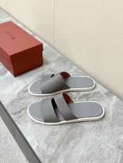 LP 26S CLASSIC H-CUT SLIDES IN GREY CALFSKIN