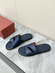 LP 26S CUTOUT SLIDES IN NAVY BLUE CALFSKIN