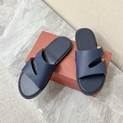 LP 26S CUTOUT SLIDES IN NAVY BLUE CALFSKIN