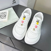 LOEWE 26S LOW TOP SNEAKERS IN WHITE CALFSKIN WITH CHARM LACES