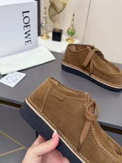 LOEWE 26S ANKLE BOOTS IN CARAMEL BROWN SUEDE