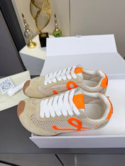 LOEWE 26S RUNNER 2.0 SNEAKERS IN BEIGE SUEDE AND MESH FABRIC