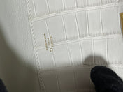 KELLY CUT 31 IN WHITE SHINNY ALLIGATOR LEATHER WITH GOLD HARDWARE