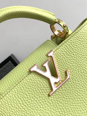 CAPUCINES BB 27 IN PEAR GREEN TAURILLON GOLD HARDWARE