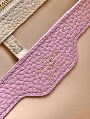 CAPUCINES BB 27 IN PEARL WHITE TAURILLON GOLD HARDWARE
