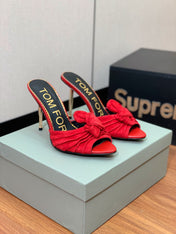 HIGH HEEL MULE 10 CM IN CHERRY RED SUEDE