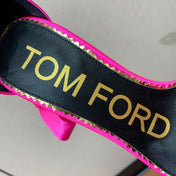 ANKLE SANDAL 10 CM IN BRIGHT PINK SILK AND SHEEPSKIN