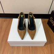BALMAIN 26S SLINGBACK 95 MM IN BROWN SUEDE