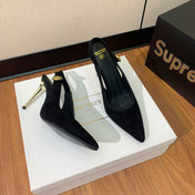BALMAIN 26S SLINGBACK 95 MM IN BLACK SUEDE
