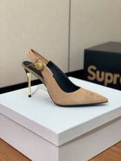 BALMAIN 26S SLINGBACK 95 MM IN LIGHT BROWN SUEDE