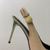 BALMAIN 26S SLINGBACK 95 MM IN LIGHT BROWN SUEDE