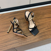 GIANVITO ROSSI 26S CRYSTAL HEELS 105 MM IN BLACK LAMBSKIN