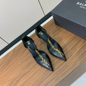 BALMAIN 26S CHAIN HIGH HEELS 95 MM IN BLACK CALFSKIN