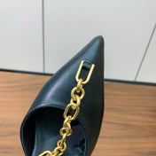 BALMAIN 26S CHAIN HIGH HEELS 95 MM IN BLACK CALFSKIN