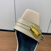 BALMAIN 26S HEELED SANDALS 95 MM IN BEIGE CALFSKIN WITH GOLD HARDWARE