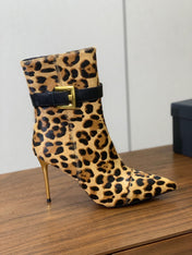 BALMAIN 26S BOOTS 95 MM IN LEOPARD PRINT PONY HAIR