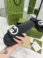 PLATFORM SLIPPERS IN BLACK IMPORTED TPU