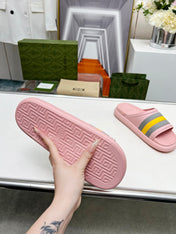 PLATFORM SLIPPERS IN LIGHT PINK MIX COLORFUL IMPORTED TPU