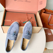 Loro Piana Cerulean Suede Summer Charms Walk Loafers