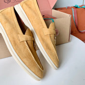 Loro Piana Dark Beige Suede Summer Charms Walk Loafers
