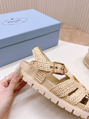 PRA RUBBER FISHERMAN SANDALS BEIGE LAMBSKIN