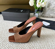 SL SEPT MULES SIENNA SATIN AND RHINESTONES