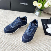 CC SNEAKER IN NAVY BLUE WOOL TWEED AND SUEDE