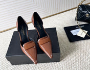 D'ORSAY PUMPS IN BRONZE BROWN SMOOTH CALFSKIN