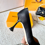 BLOSSOM PUMP 75 MM IN BLACK IMPORTED STRIPED SILK SATIN