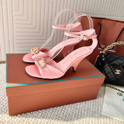 HIGH HEELS SANDALS 80 MM IN PASTEL PINK SATIN MIX SUEDE