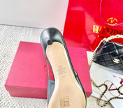 VLTN HIGH SLINGBACK 25S 40 MM IN BLACK LAMBSKIN WITH BOW