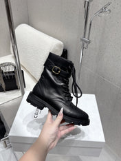 CELINE 26S MARTIN BOOTS IN BLACK CALFSKIN