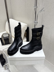 CELINE 26S ANKLE BOOTS IN BLACK CALFSKIN