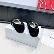 DIOR 26S FROST BALLET FLAT IN BLACK CANNAGE SUEDE AND CALFSKIN