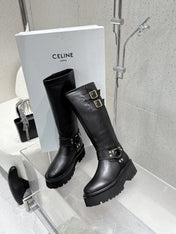 CELINE 26S KNEE-HIGH BOOTS IN BLACK CALFSKIN