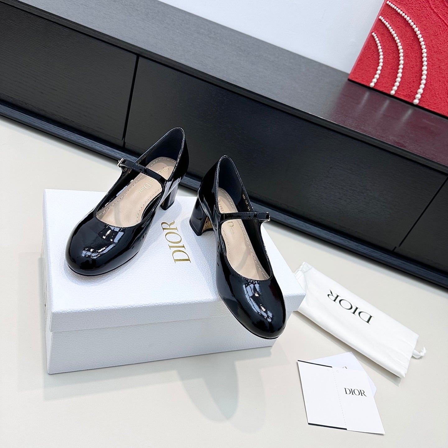 DIOR 26S MARY JANE PUMPS 45MM IN BLACK PATENT CALFSKIN GOLD HARDWARE