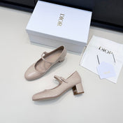 DIOR 26S MARY JANE PUMPS 45MM IN LIGHT BEIGE PATENT CALFSKIN GOLD HARDWARE