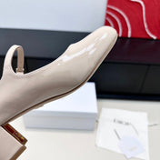 DIOR 26S MARY JANE PUMPS 45MM IN LIGHT BEIGE PATENT CALFSKIN GOLD HARDWARE