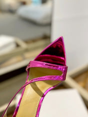 GIANVITO ROSSI 26S STRAPPY HIGH-HEEL SANDALS 105 MM IN DARK PINK PATENT CALFSKIN