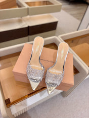 GIANVITO ROSSI 26S HEELED SANDALS 105 MM IN SILVER LACE AND LAMBSKIN
