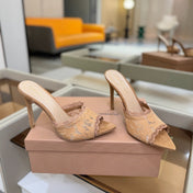 GIANVITO ROSSI 26S HEELED SANDALS 105 MM IN CARAMEL BROWN SUEDE AND LACE
