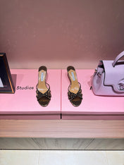 AQUAZZURA 26S HIGH-HEEL SANDALS 70 MM IN BLACK AND GOLD CALFSKIN